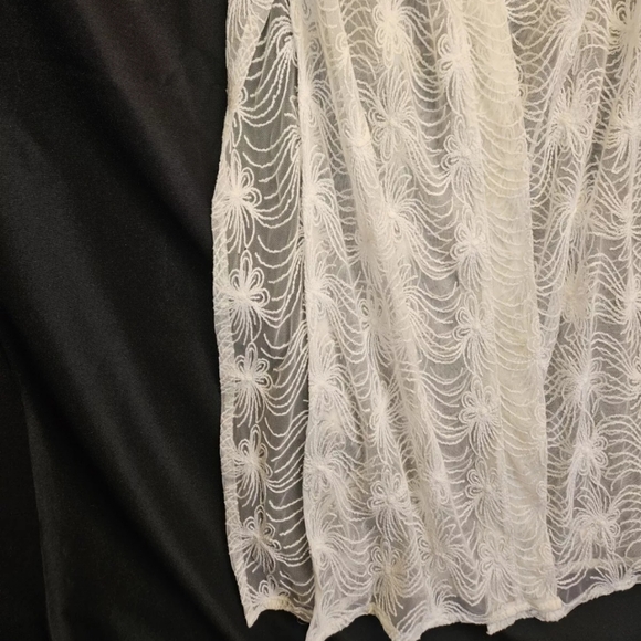 Kimono Duster Cardigan Med Lace Sheer Long Off White Gypsy Boho Western Peasant - Picture 8 of 12